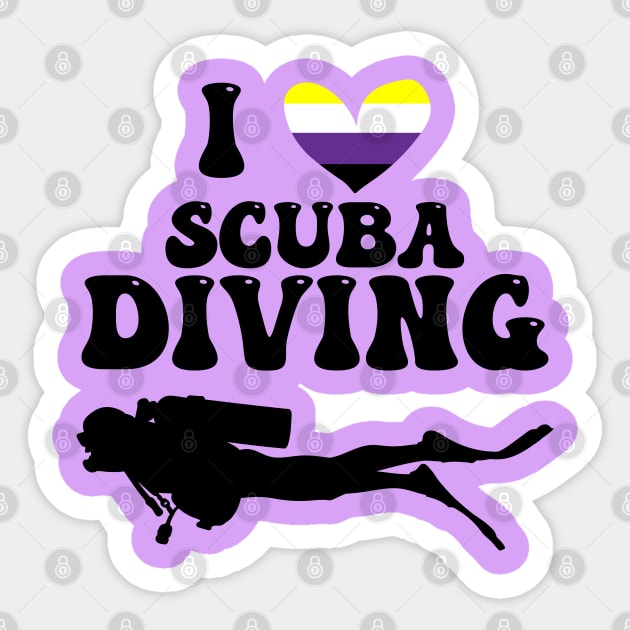 I Heart Scuba Diving (Nonbinary Flag) Sticker by ziafrazier